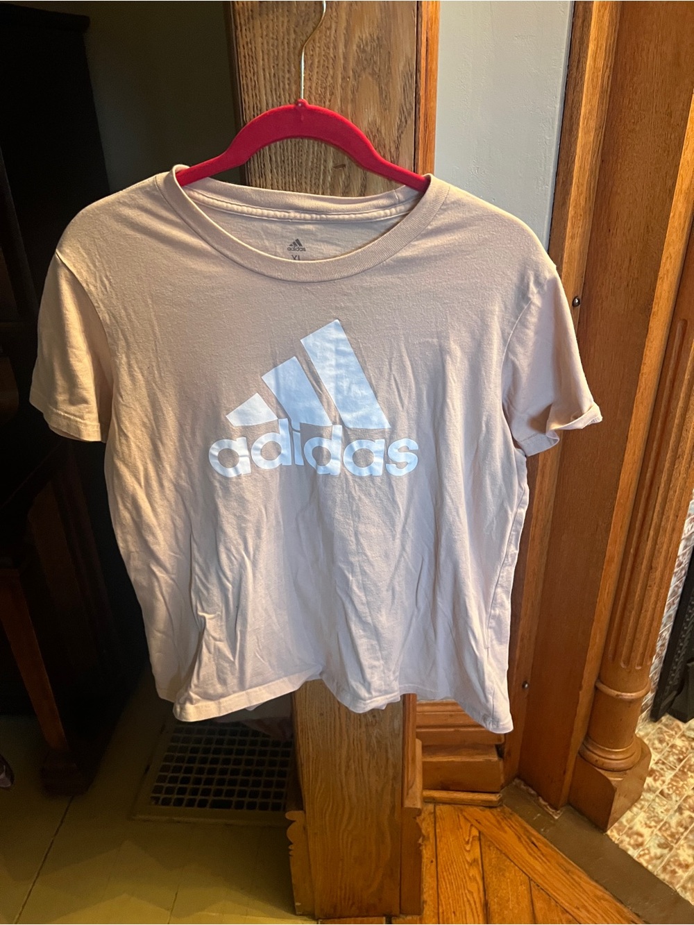 adidas tan tshirt xl kids but medium for women